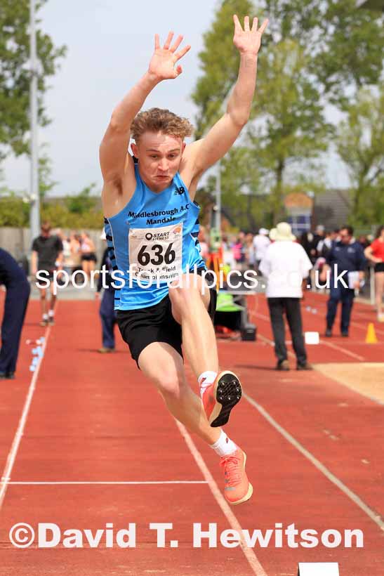 Mens Under-20s Long Jump, 2023 North Eastern Track and Field Champs., Middlesbrough Sports Village, Middlesbrough. Photo: David T. Hewitson/Sports for All Pics